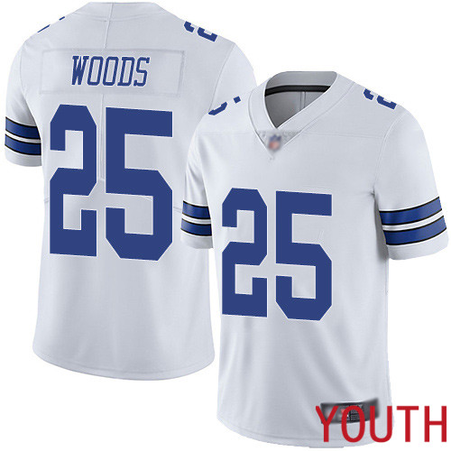 Youth Dallas Cowboys Limited White Xavier Woods Road 25 Vapor Untouchable NFL Jersey